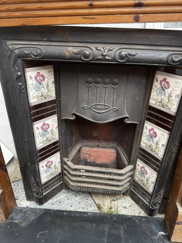 Vintage cast iron fireplace - cast,
