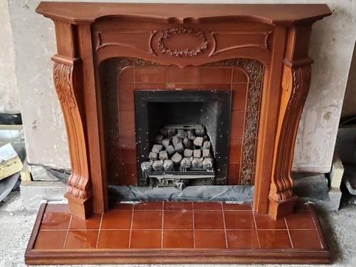 Traditional wooden fireplace - traditional,