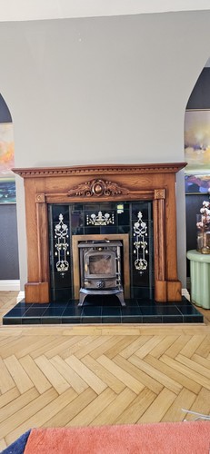 Vintage style wooden - style, fireplace