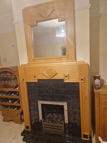Art deco wooden mantlepiece - art,